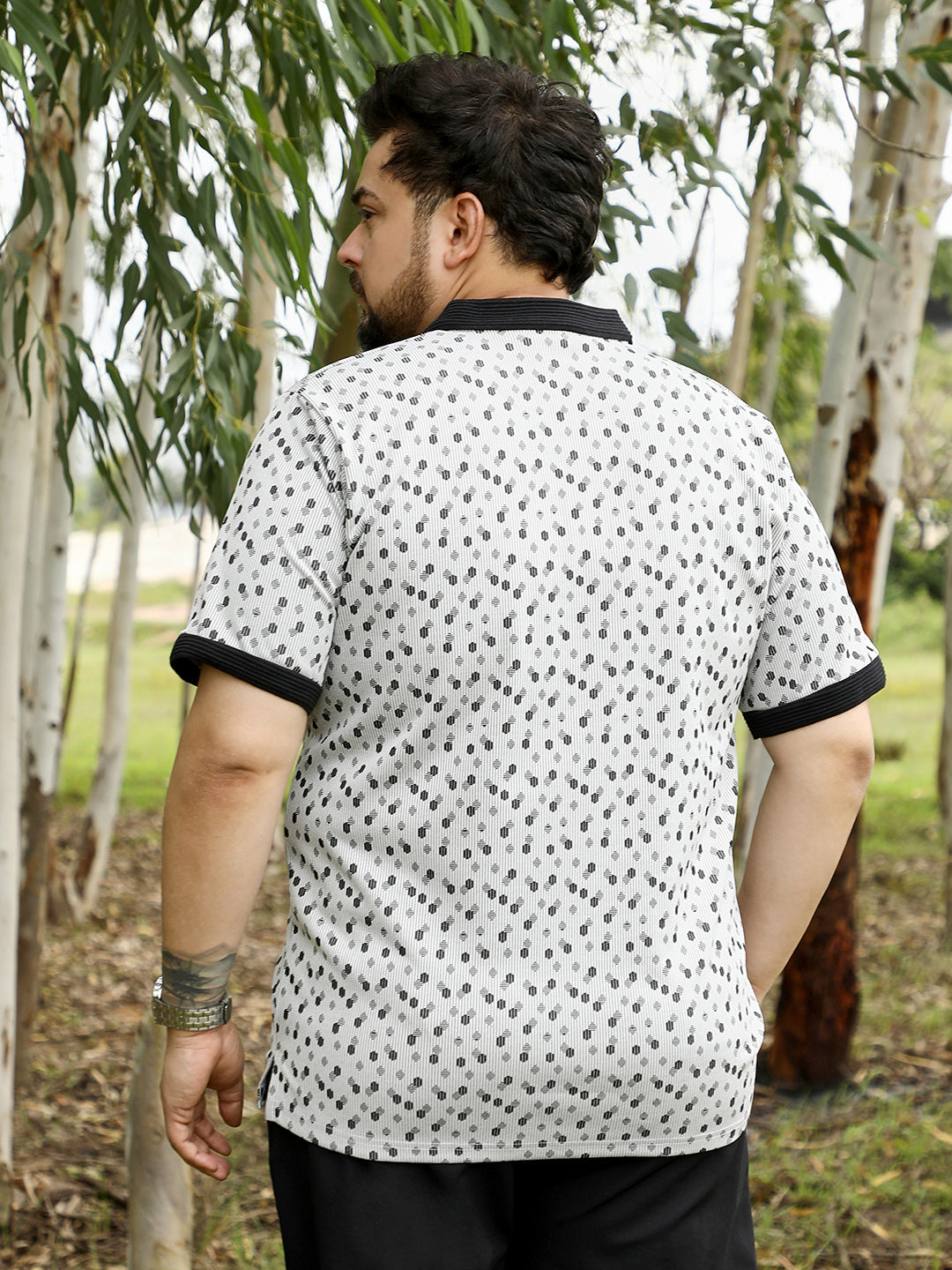 Shadowed-Polka Polo T-Shirt