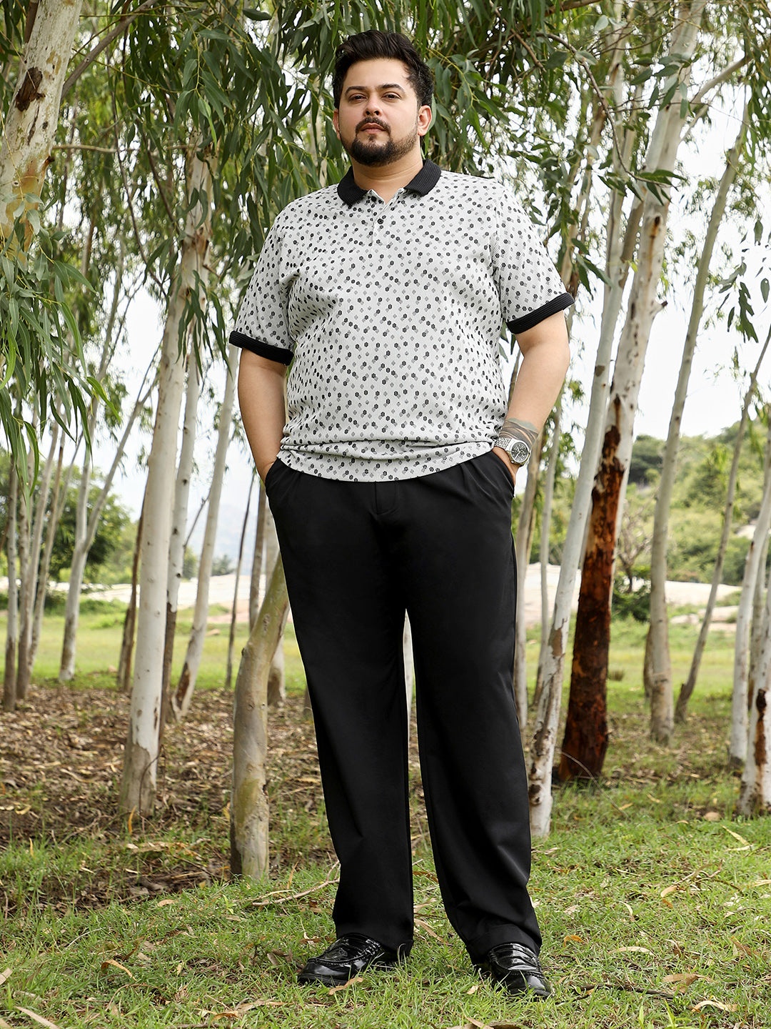 Shadowed-Polka Polo T-Shirt