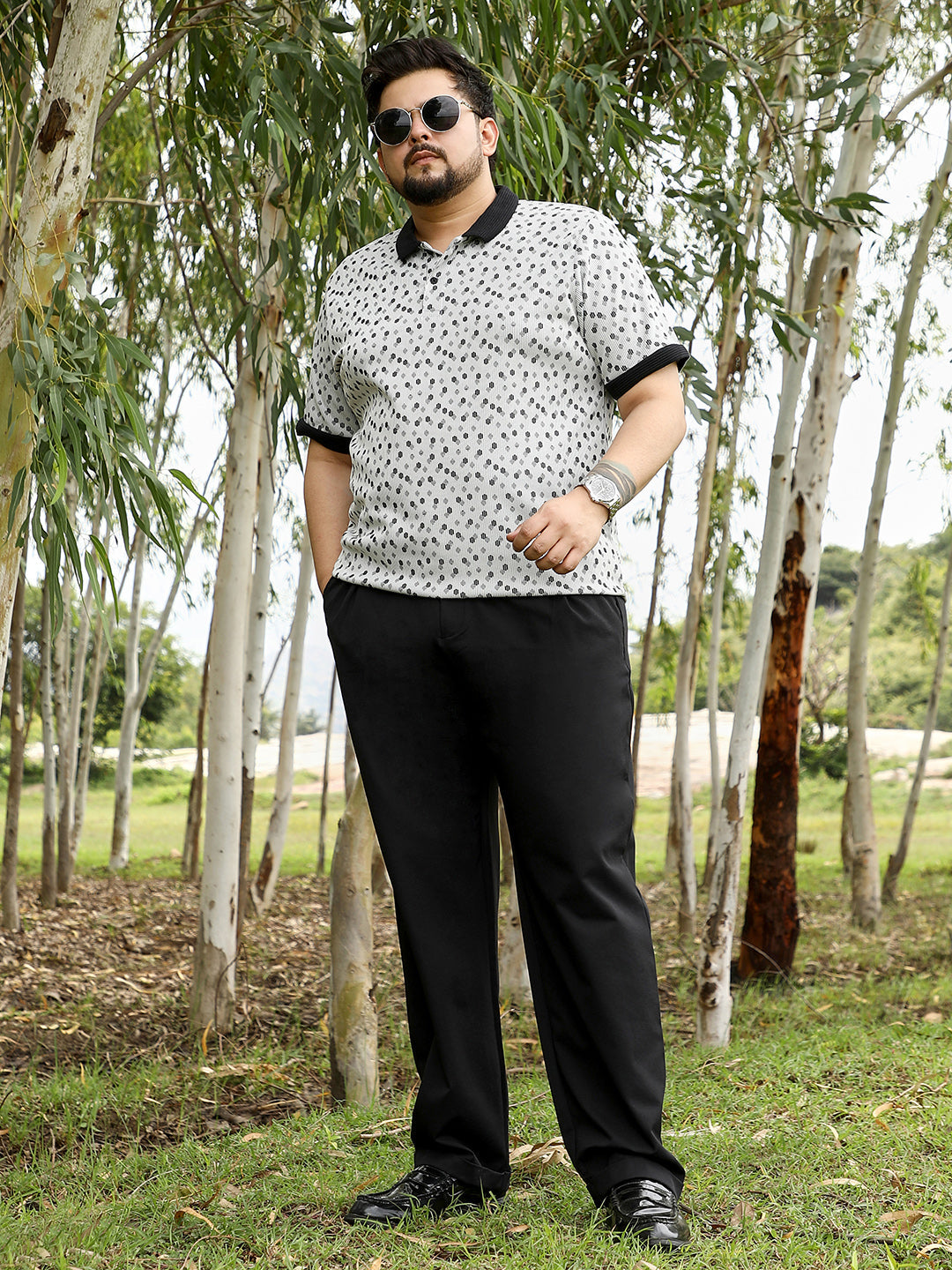 Shadowed-Polka Polo T-Shirt