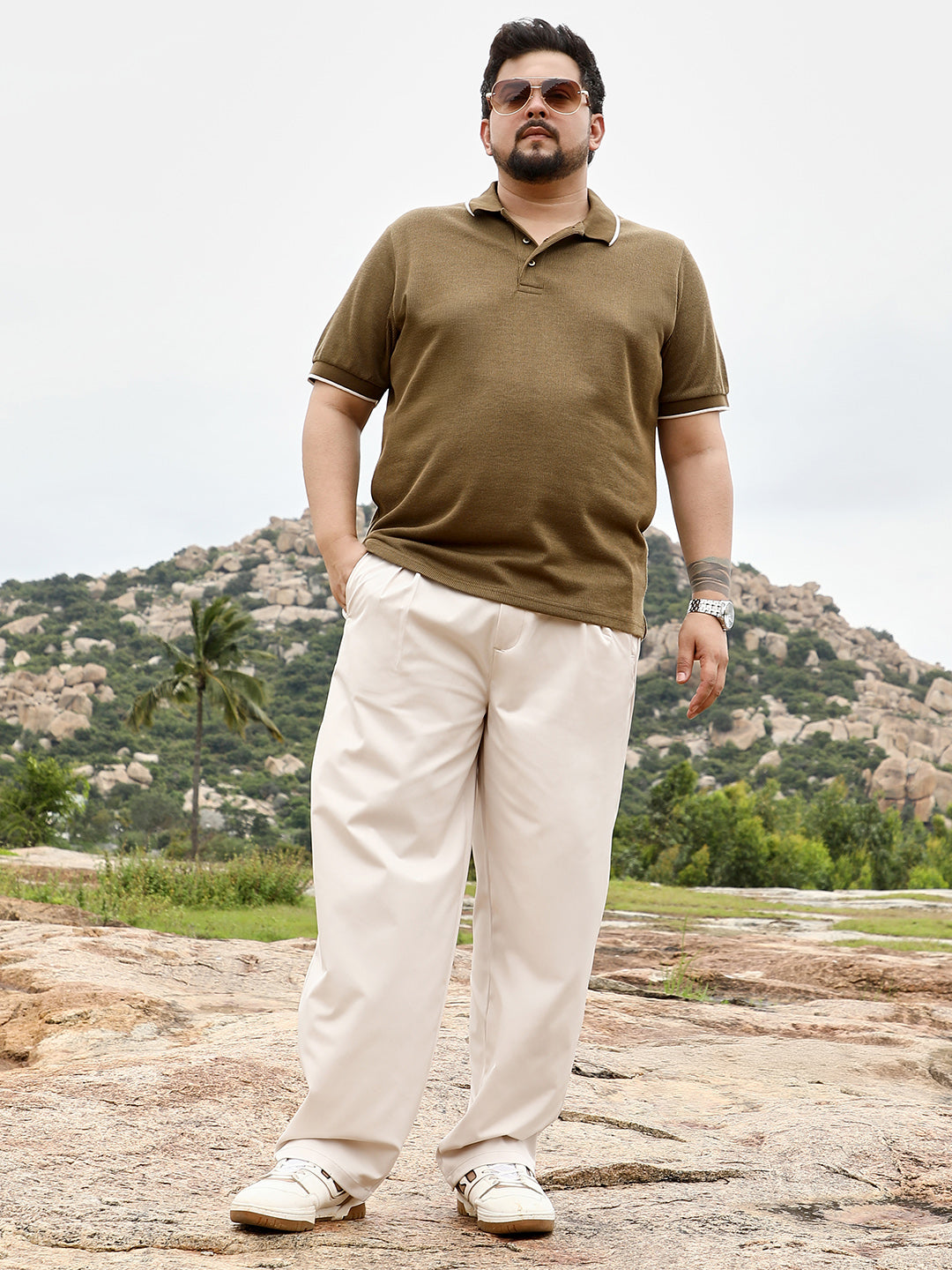 Solid Ribbed Polo T-Shirt