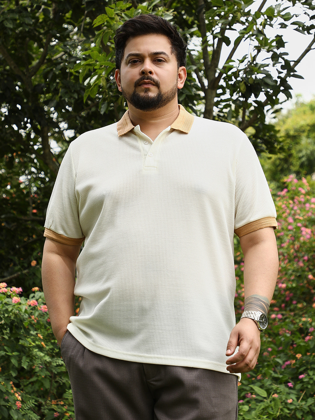 Block Textured-Knit Polo T-Shirt