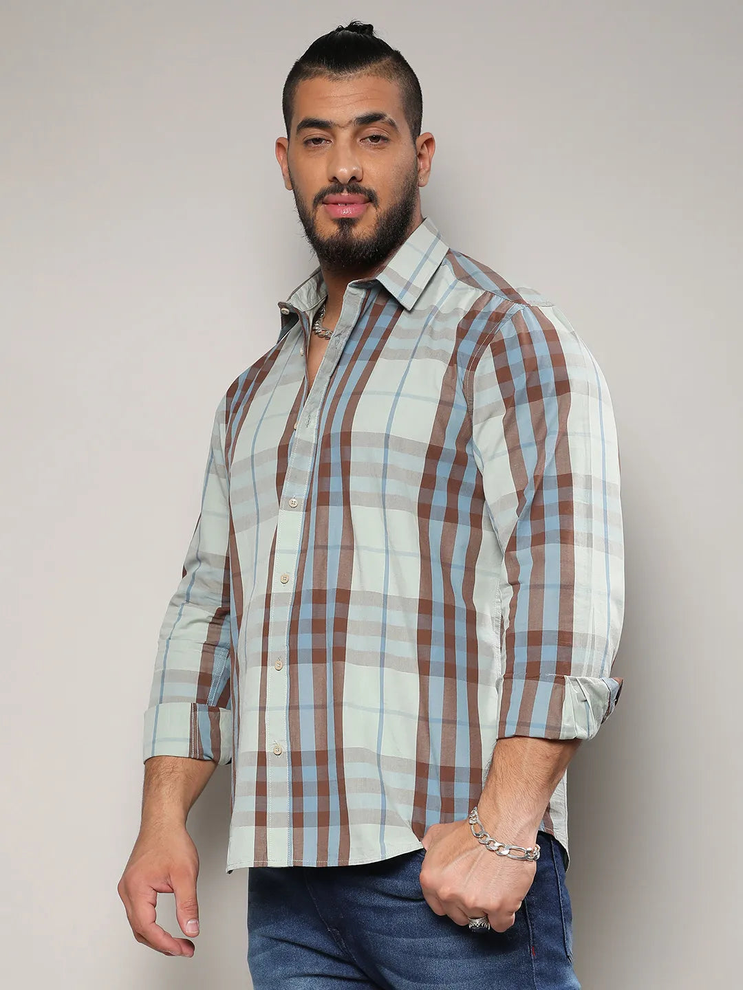 Sage Green Tartan Plaid Shirt