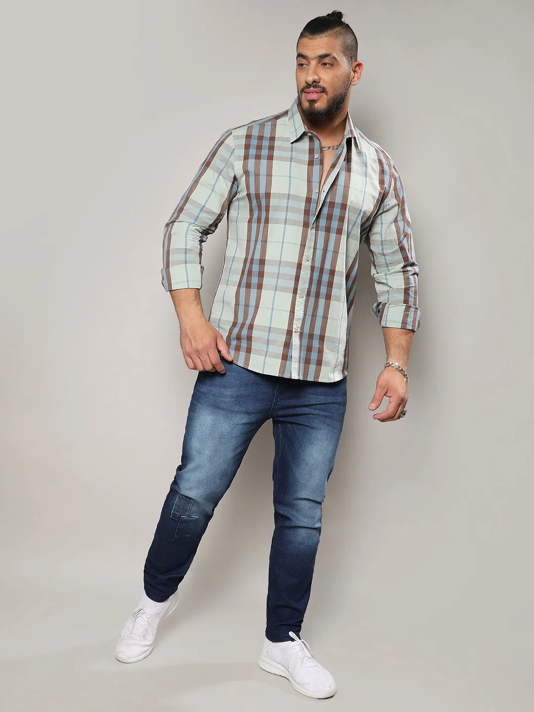 Sage Green Tartan Plaid Shirt
