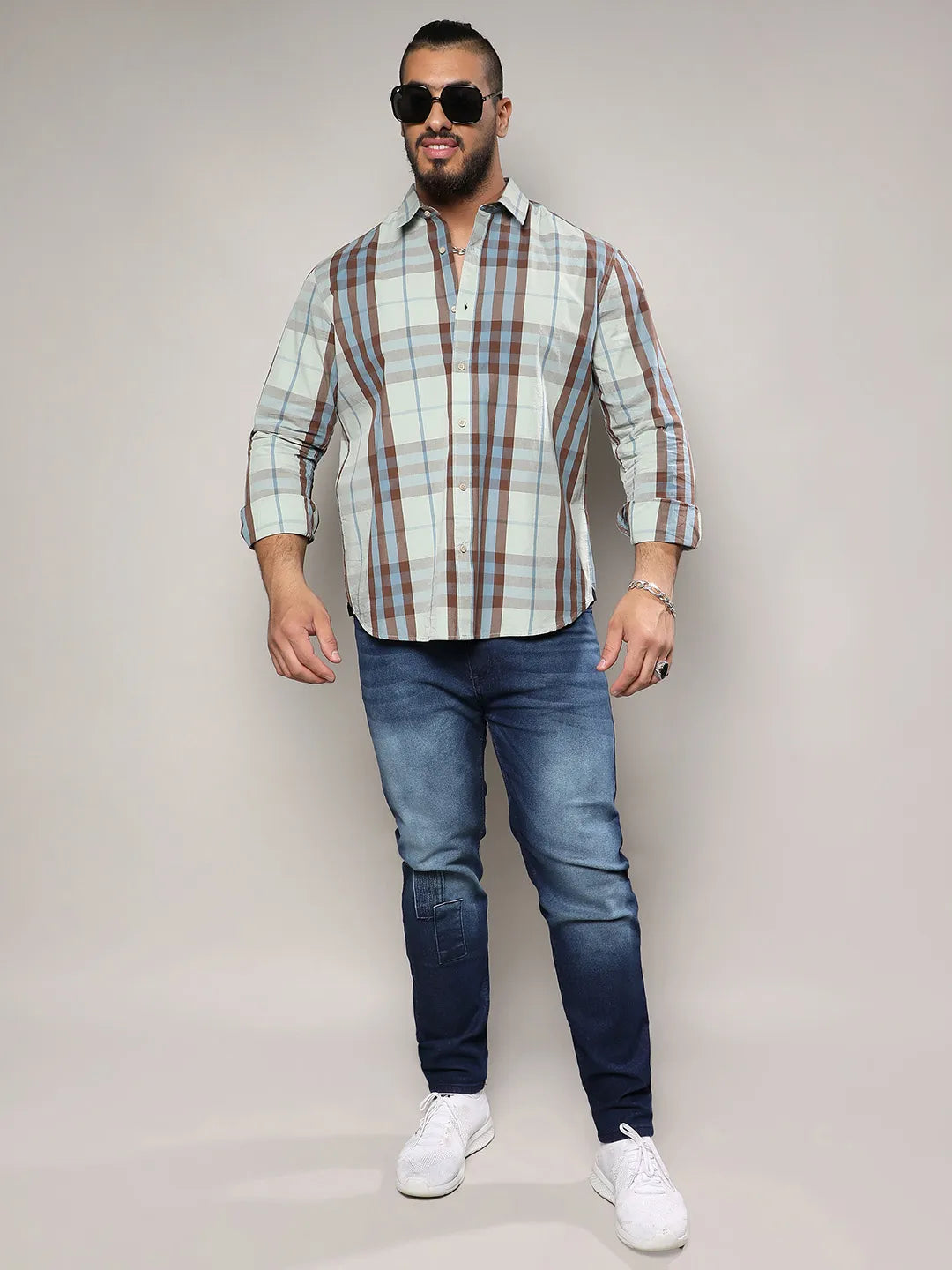 Sage Green Tartan Plaid Shirt