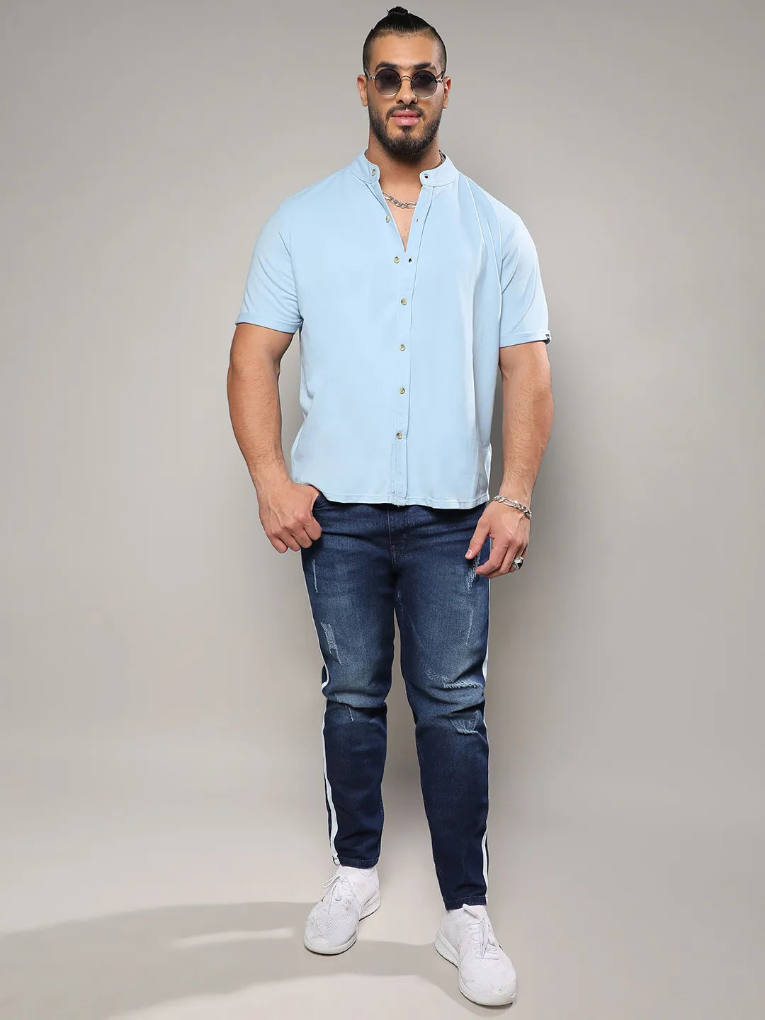 Solid Light Blue Casual Shirt