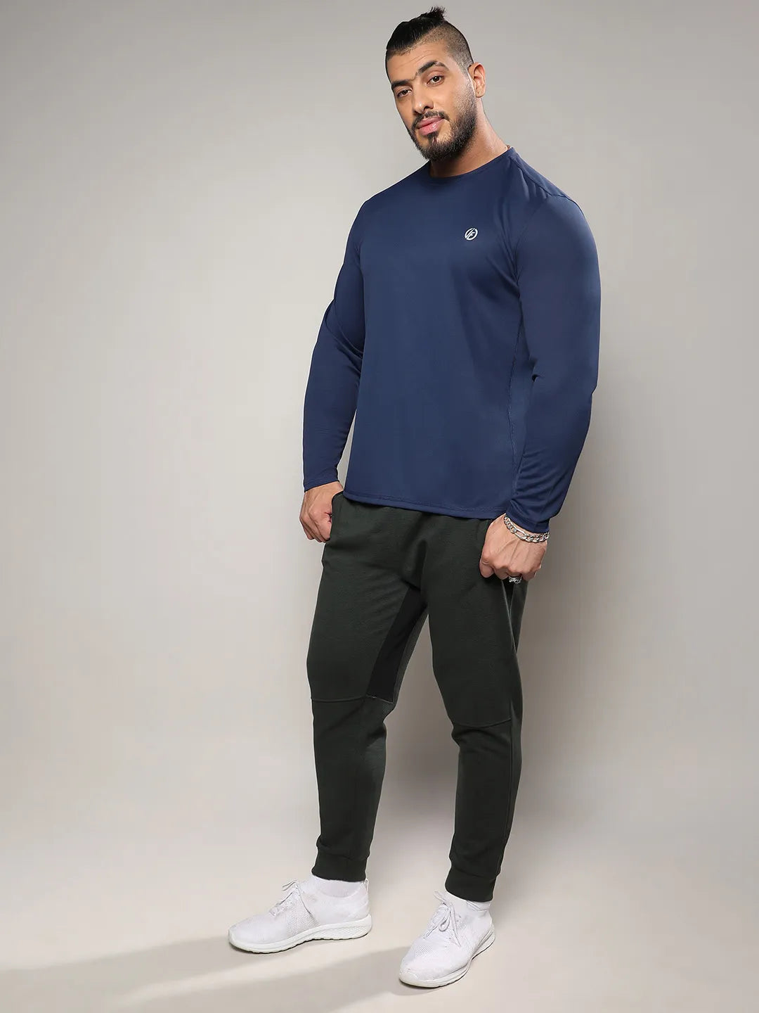 Solid Navy Blue Activewear T-Shirt