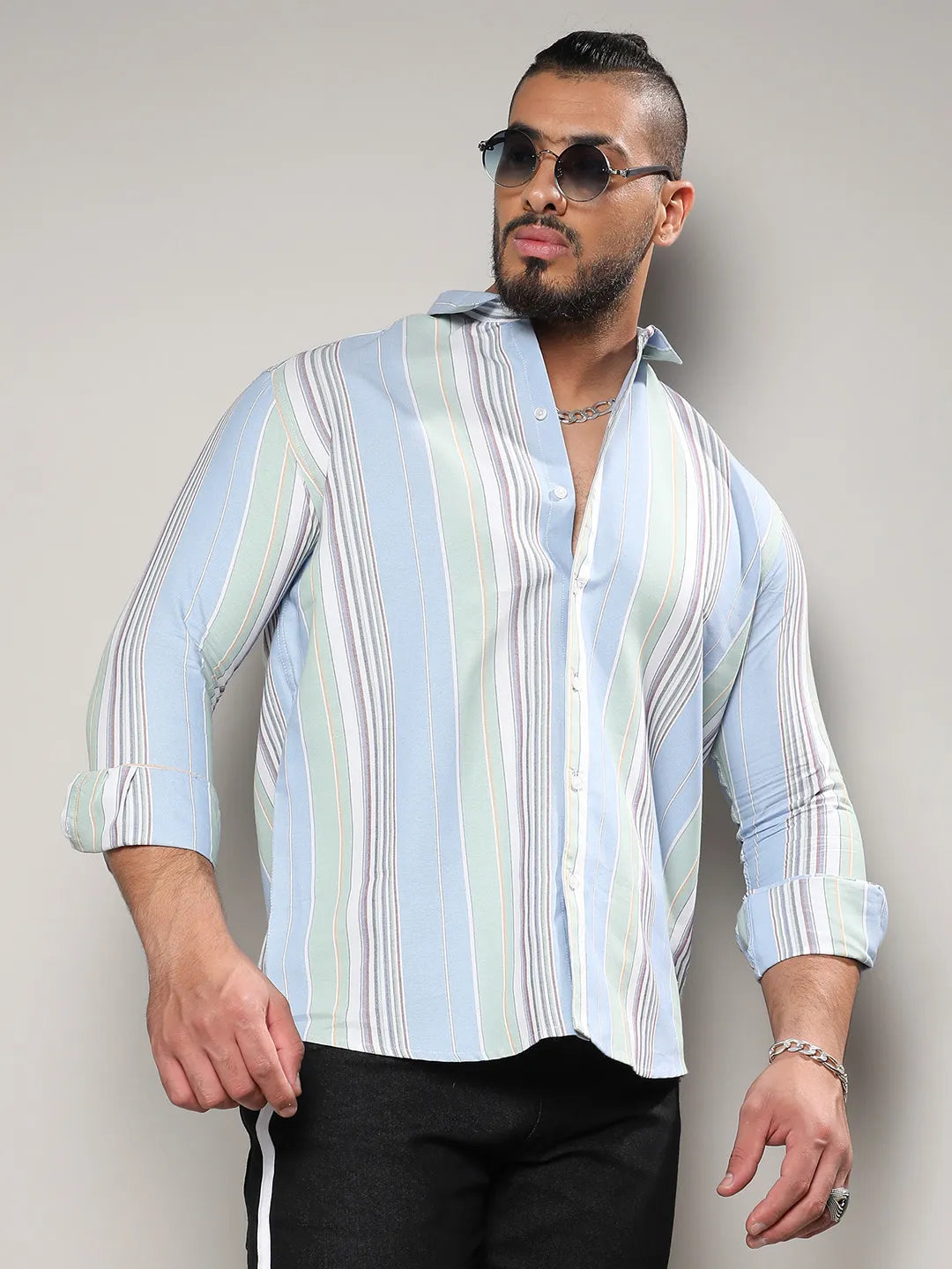 Striped Cotton Button Up Shirt