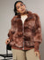 Chocolate Brown Faded Faux Fur Jacket