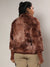 Chocolate Brown Faded Faux Fur Jacket