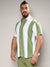 White And Green Striped Casual Shirt