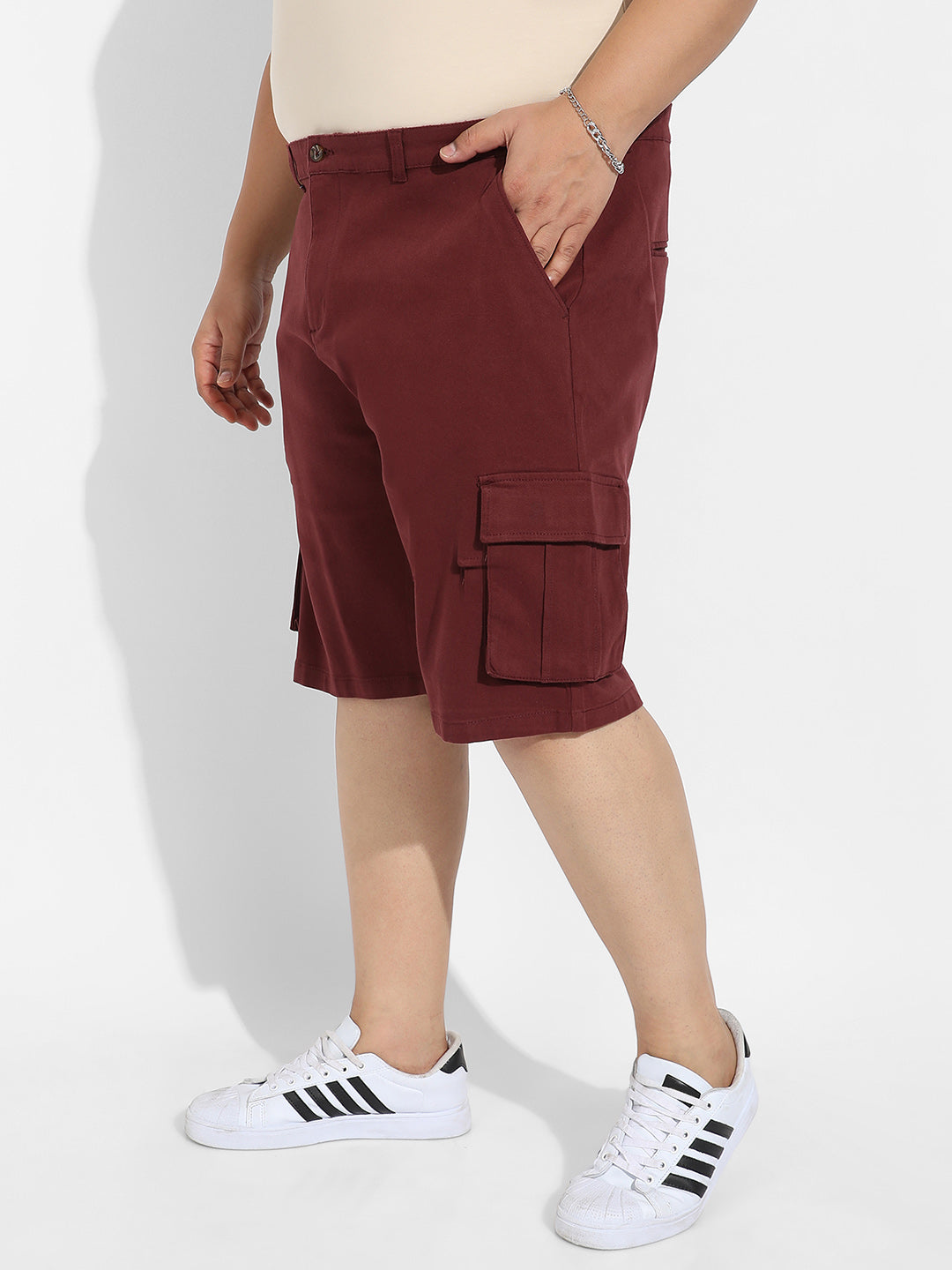 Plus Size Maroon Cargo Shorts Sizes (38-44) Instafab Plus