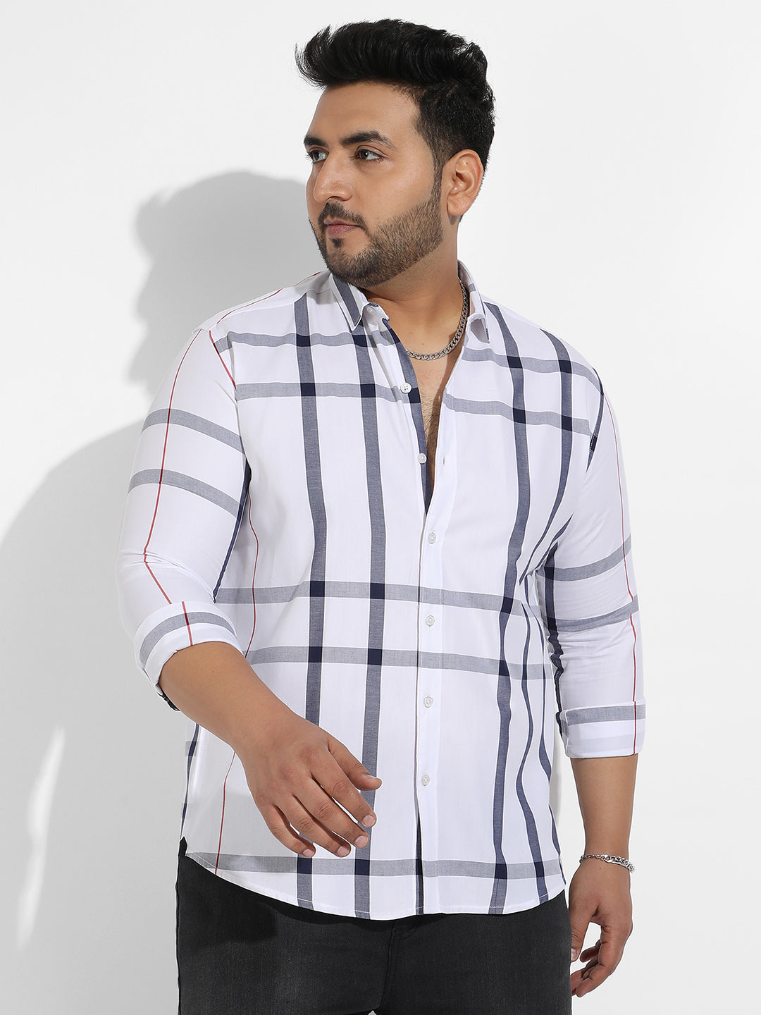 White Tartan Plaid Shirt