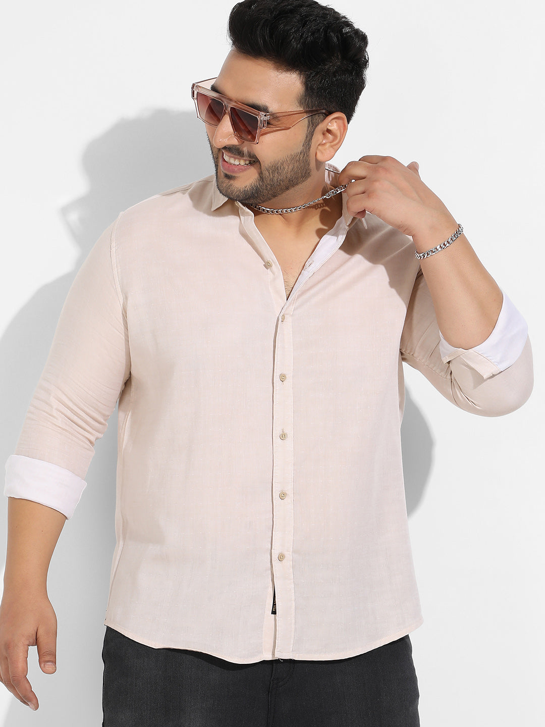 Beige Basic Oxford Shirt