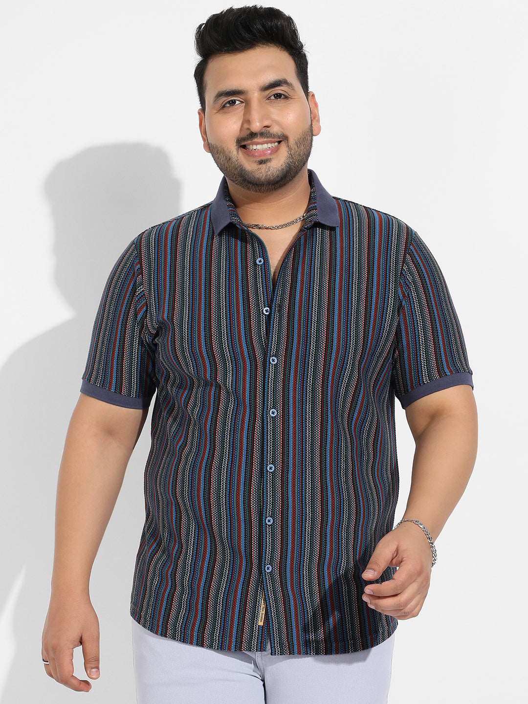 Multicolour Contrast Knitted Shirt