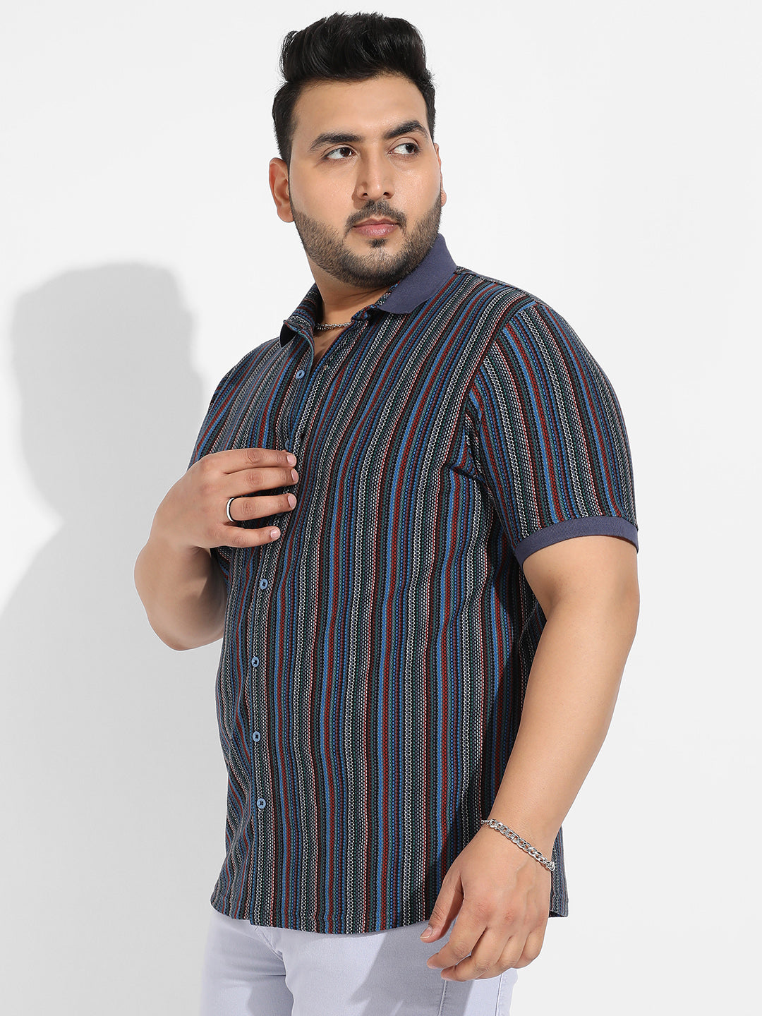 Multicolour Contrast Knitted Shirt