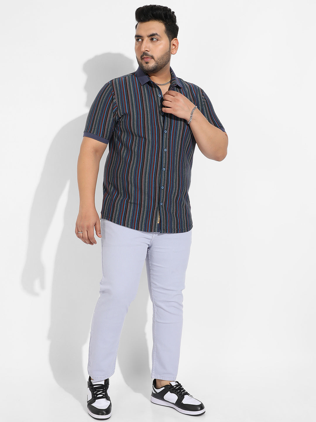 Multicolour Contrast Knitted Shirt