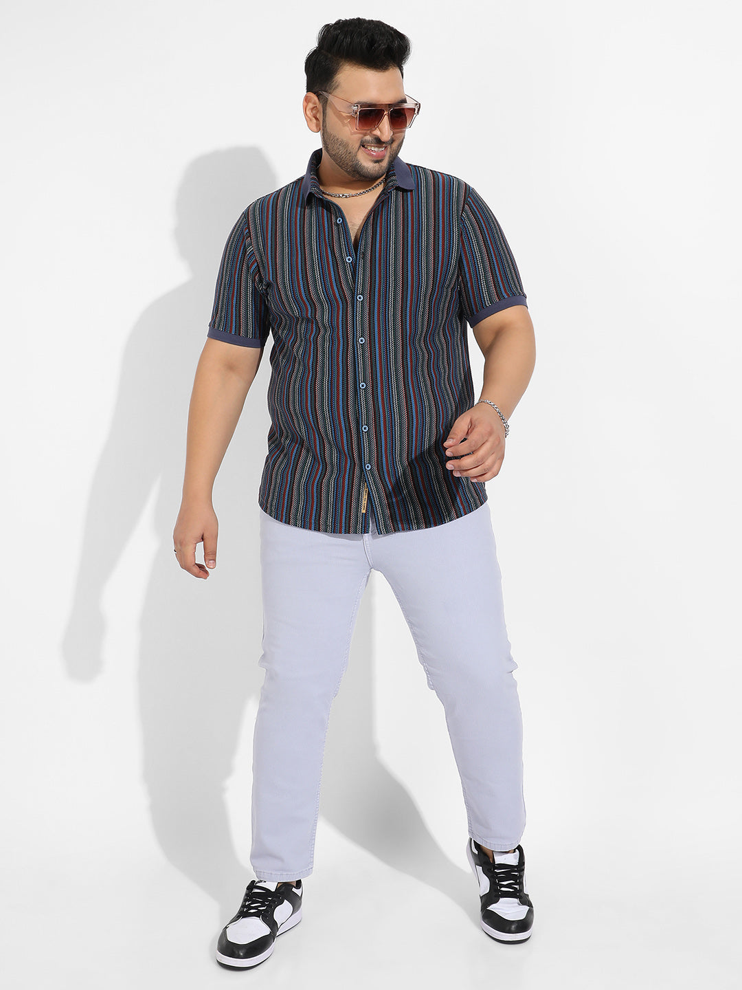 Multicolour Contrast Knitted Shirt