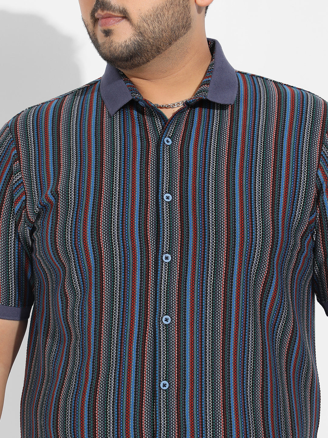 Multicolour Contrast Knitted Shirt