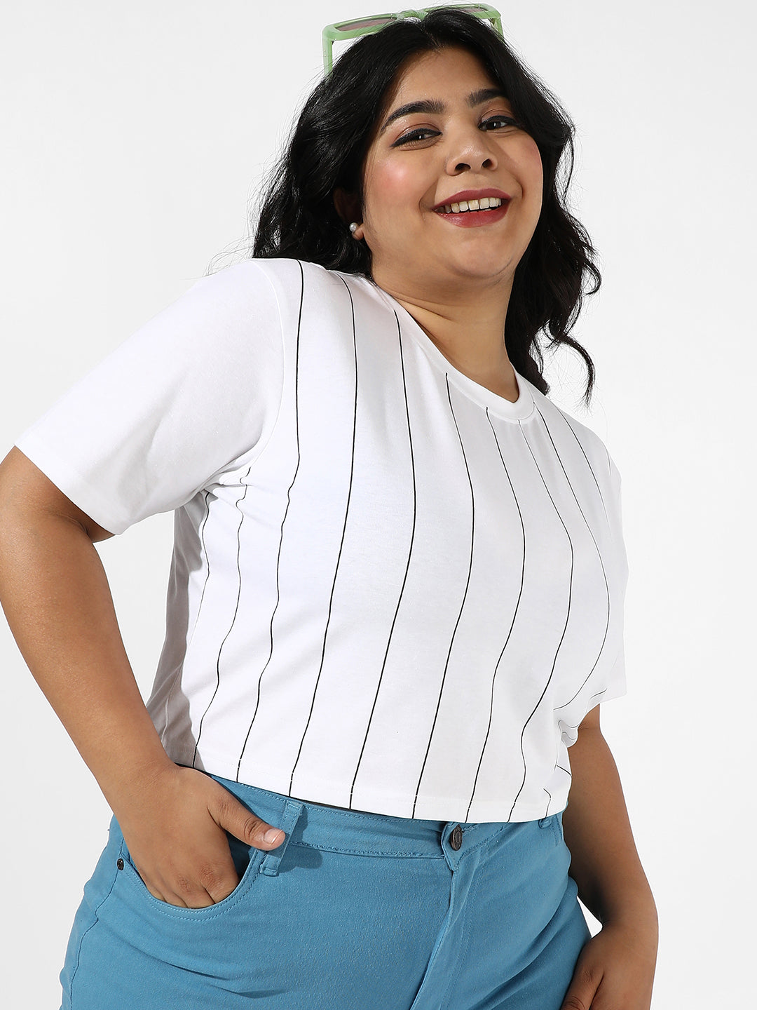 White Pinstripe Top