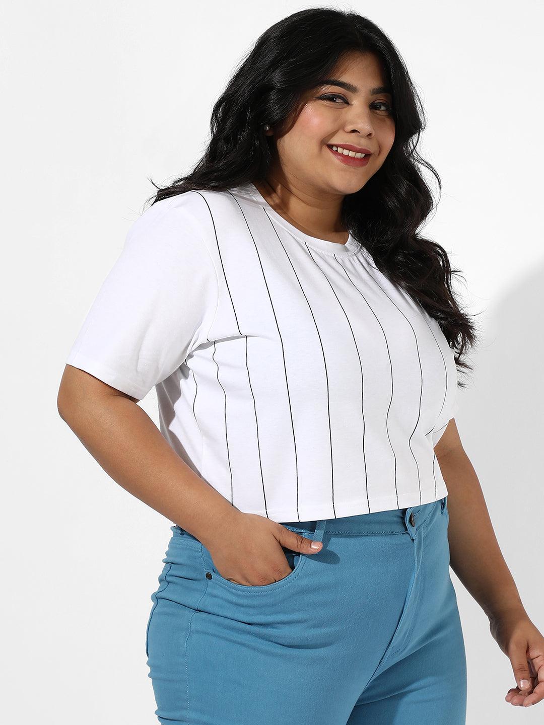 White Pinstripe Top