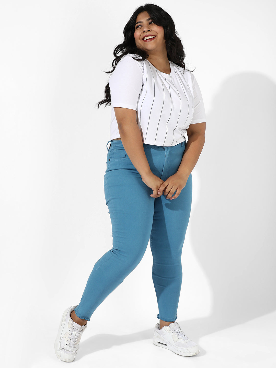 White Pinstripe Top