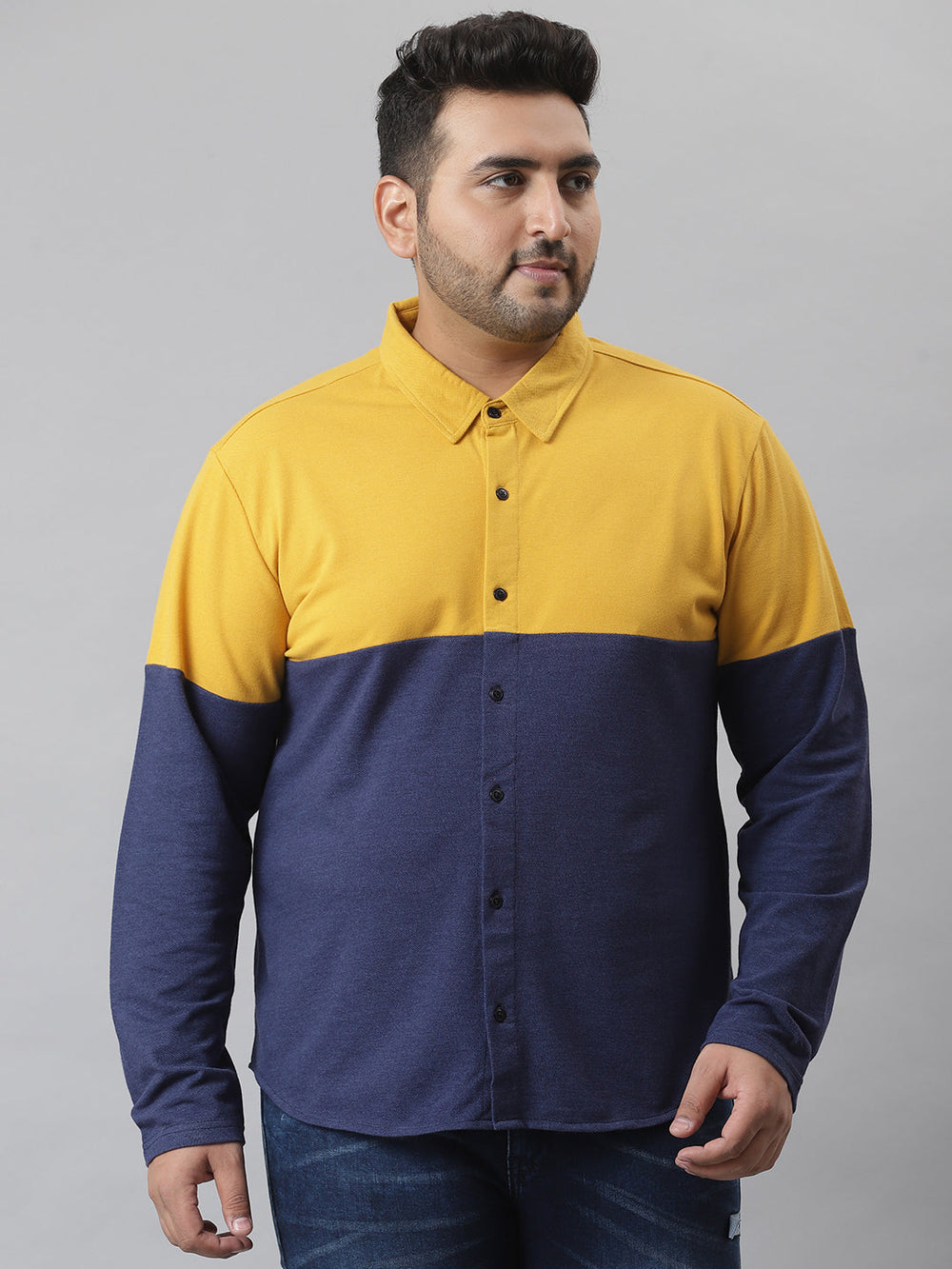 Plus Size MEN COLORBLOCKED FULL SLEEVE SHIRT (3XL - 6XL) | Instafab Plus