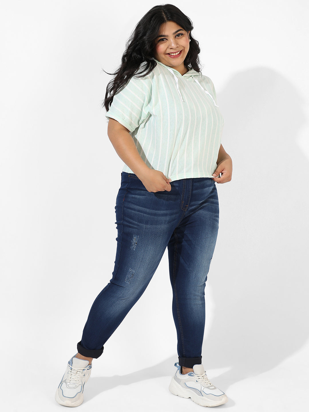 Mint Green Pinstripe Top