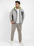 Light Grey Puffer Jacket With Contrast Zipper