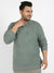 Men Plus Size Olive Green Textured Knit Pullover Sweater