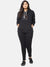 WOMEN CASUAL BLACK HOODIE WITH PRINT