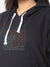 WOMEN CASUAL BLACK HOODIE WITH PRINT