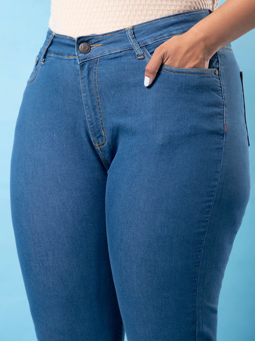 PLUS SIZE WOMEN STYLISH CASUAL BLUE JEANS