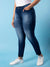 WOMEN SHADED CASUAL NAVY BLUE JEANS