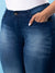 PLUS SIZE WOMEN STYLISH SHADED CASUAL NAVY BLUE JEANS