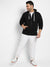 Plus Size Men's Black Zip-Front Hoodie With Contrast Drawstring