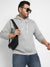 Plus Size Men's Light Grey Pullover Hoodie With Contrast Drawstring