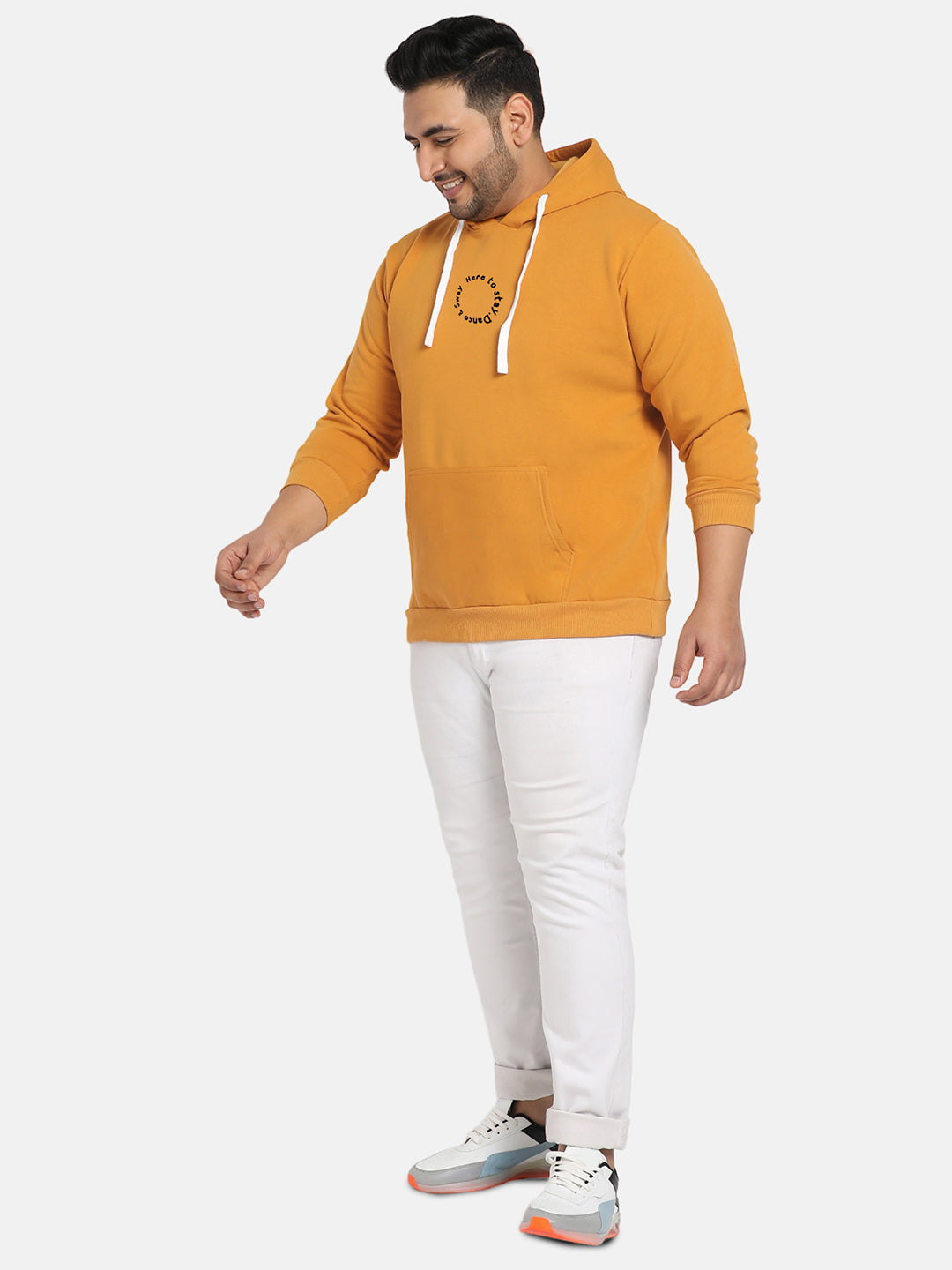 Plus Size Men's Mustard Yellow Earth Dance Hoodie