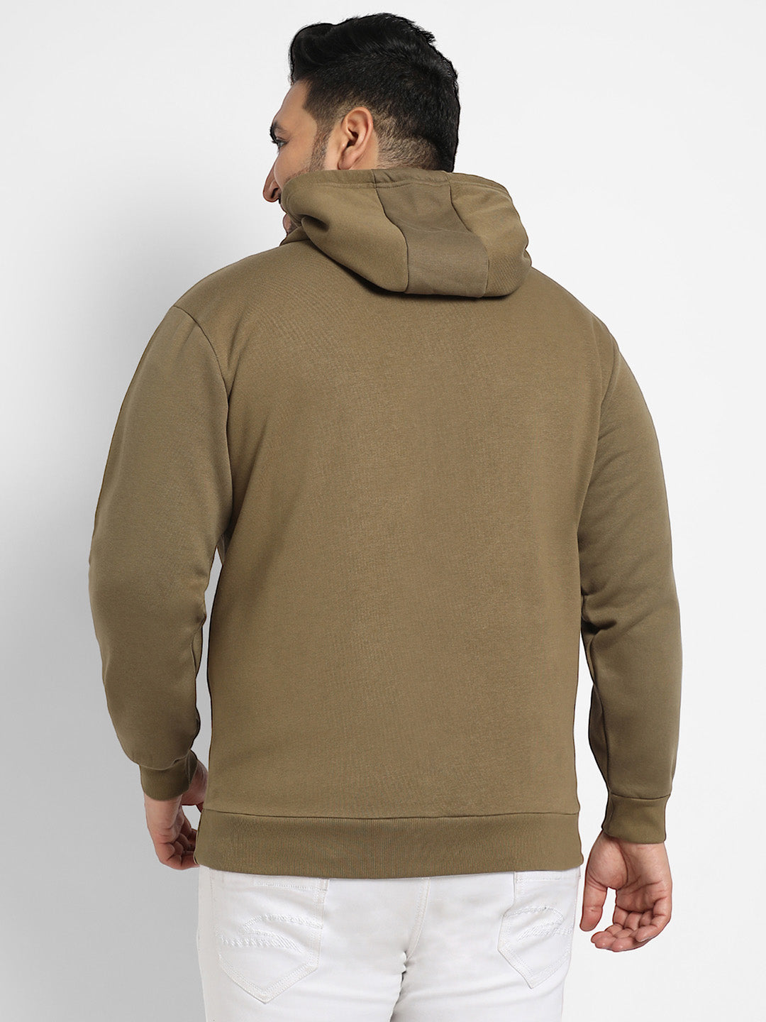 Olive Green Zip-Front Impossible Hoodie With Contrast Drawstring