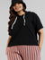 Solid Stylish Half Sleeve Hooded Neck Top