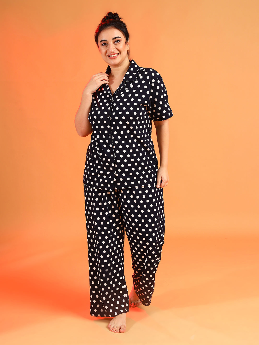 Plus Size WOMEN POLKA DOTS NIGHT SUIT (3XL 6XL) Instafab Plus