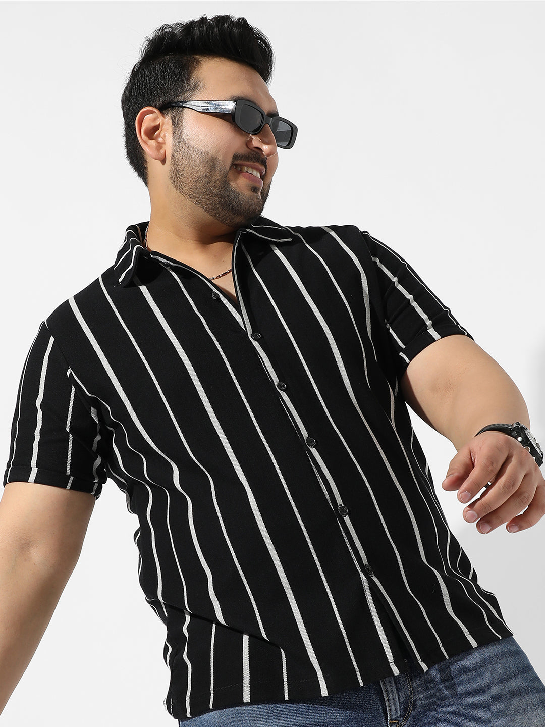 Black Striped Casual Shirt