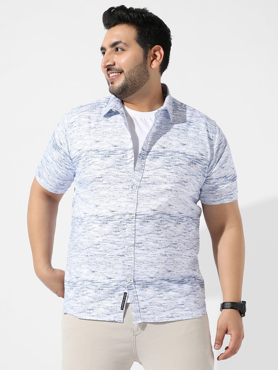 White Textured Casual Shirt
