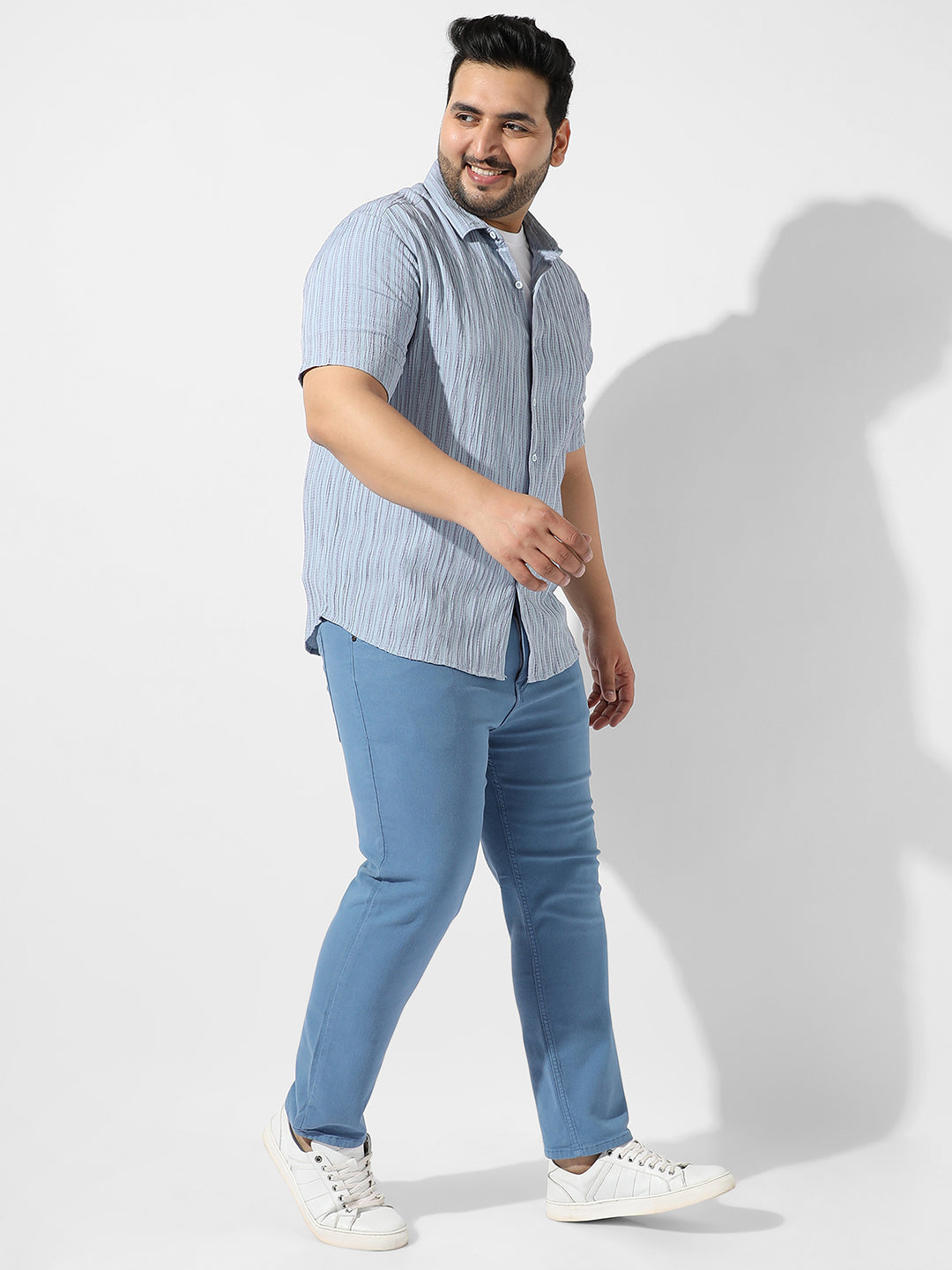 Light Blue Textured Casual Shirt