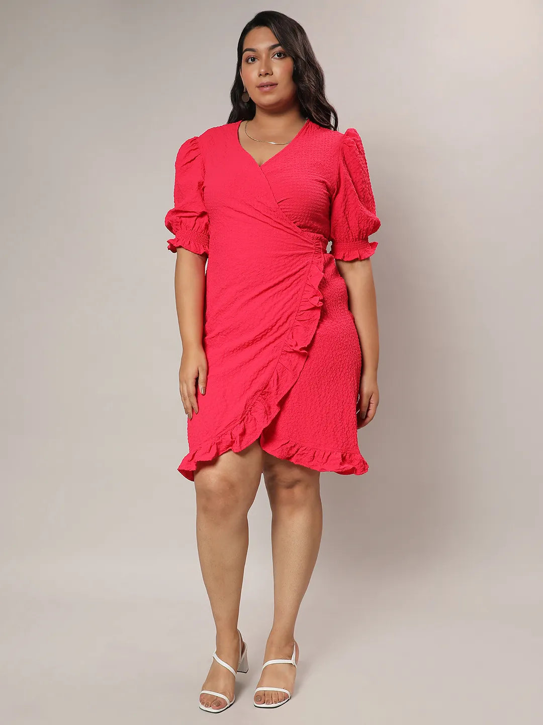 Scarlet Red Wrap Knee Dress