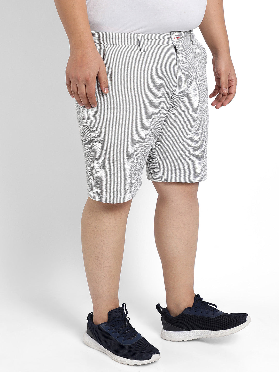 Light Grey Seersucker Stripe Shorts