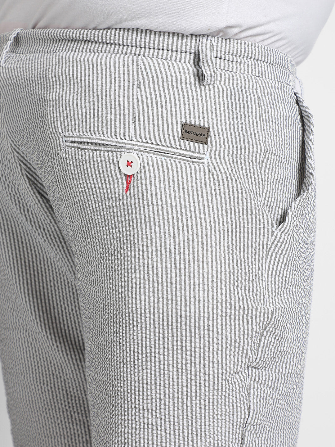 Light Grey Seersucker Stripe Shorts