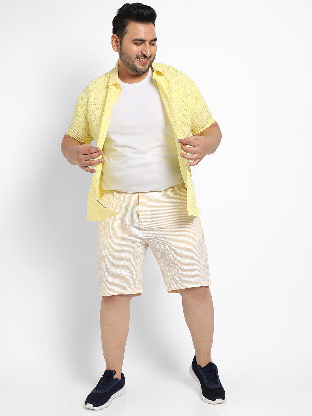 Yellow Seersucker Stripe Shorts