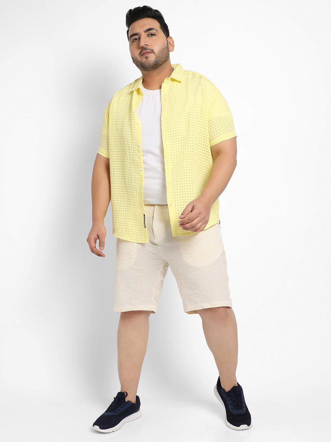 Yellow Seersucker Stripe Shorts