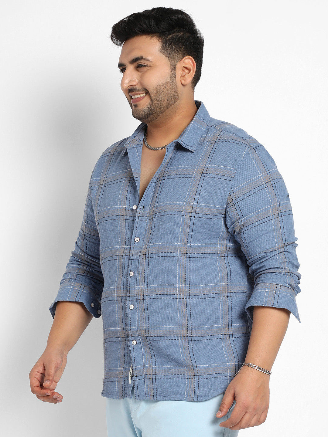 Icy Blue Tartan Plaid Shirt