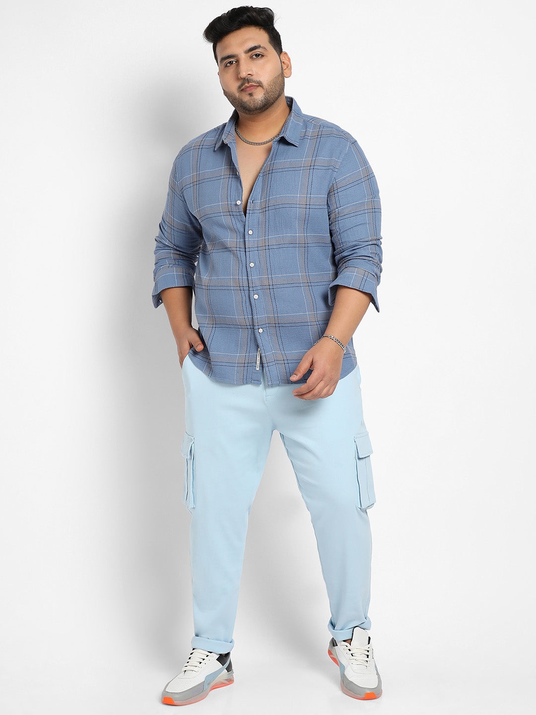 Icy Blue Tartan Plaid Shirt